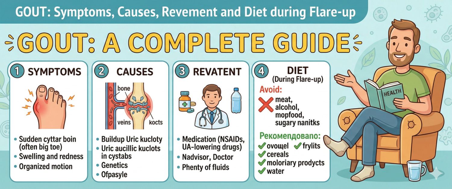 Gout: Symptoms, Causes, Treatment and Diet During an Attack