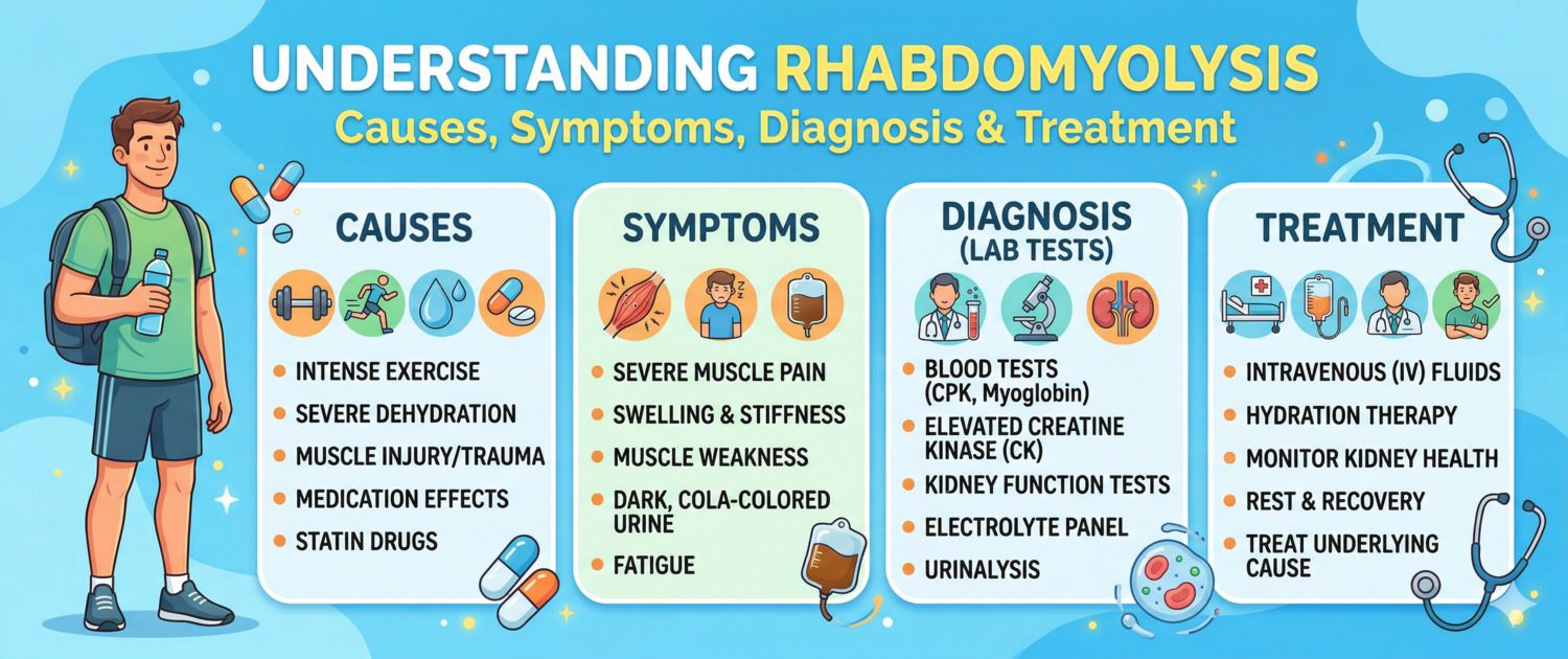 Rhabdomyolysis: Causes, Symptoms, Lab Tests and Treatment