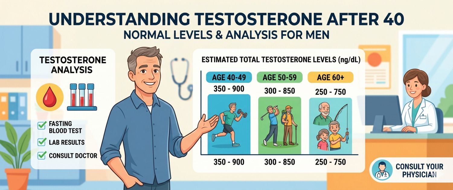 Testosterone After 40 in Men: Normal Levels by Age and Blood Test