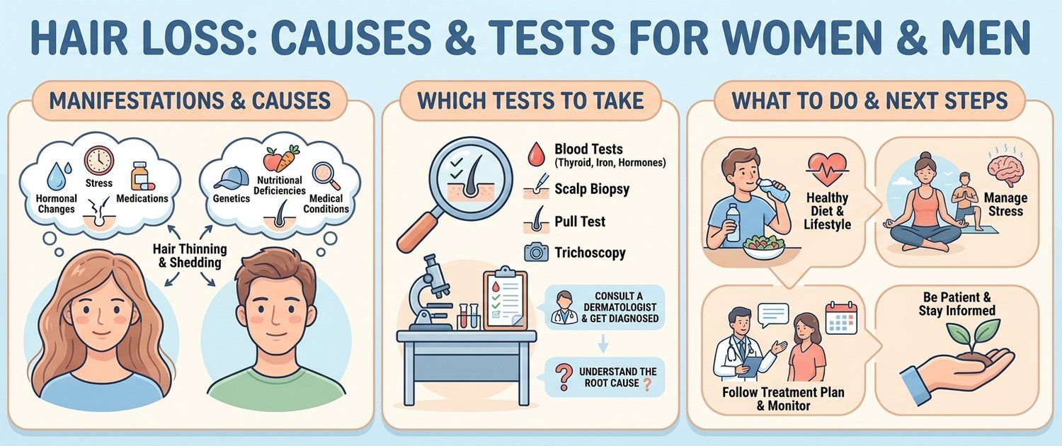 Hair Loss: Causes in Women and Men and Which Tests to Take