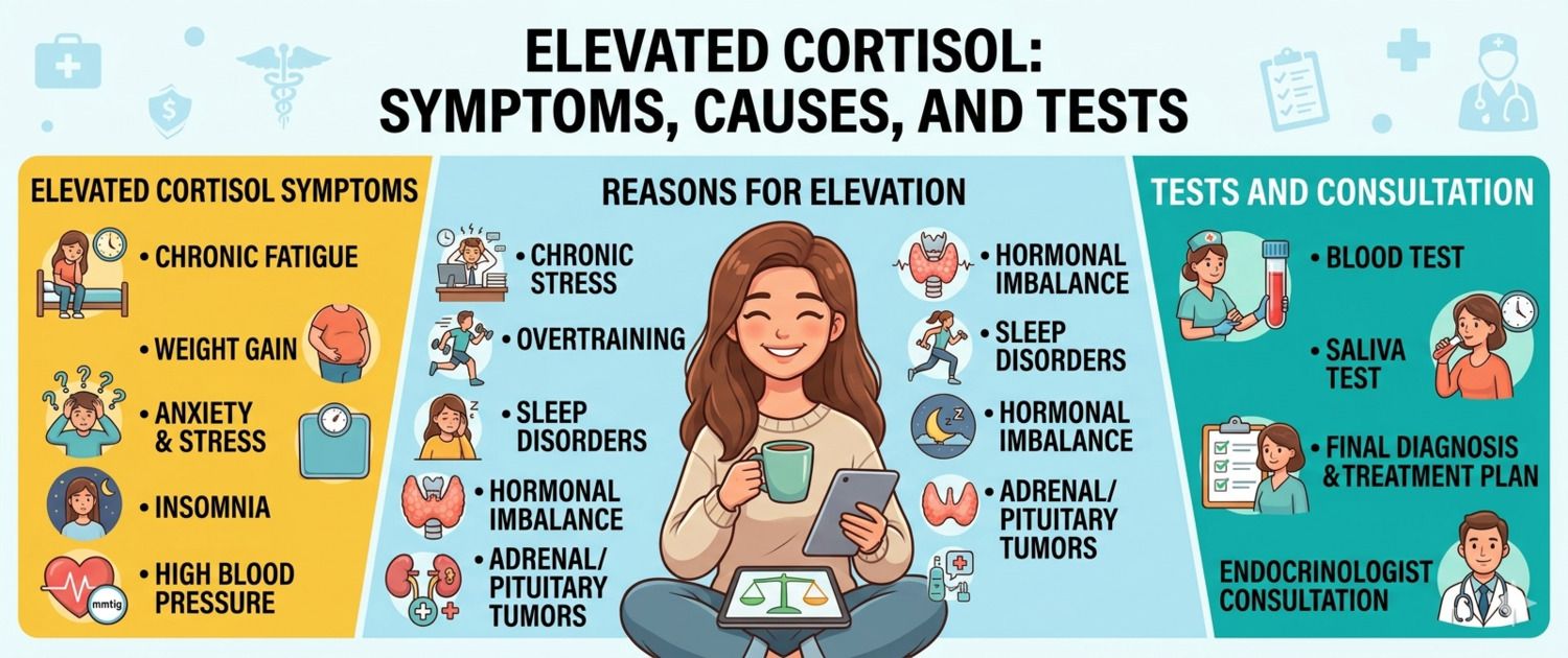 High Cortisol: Symptoms, Causes of Elevation and Tests