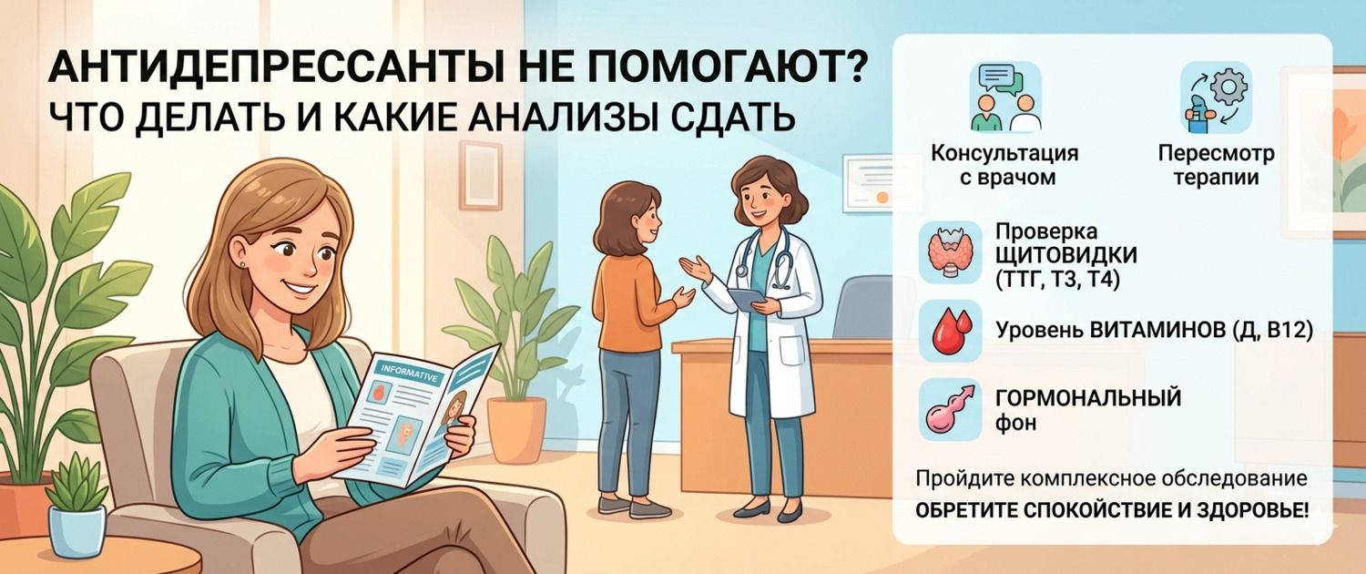 Антидепрессанты не помогают: что делать и какие анализы сдать