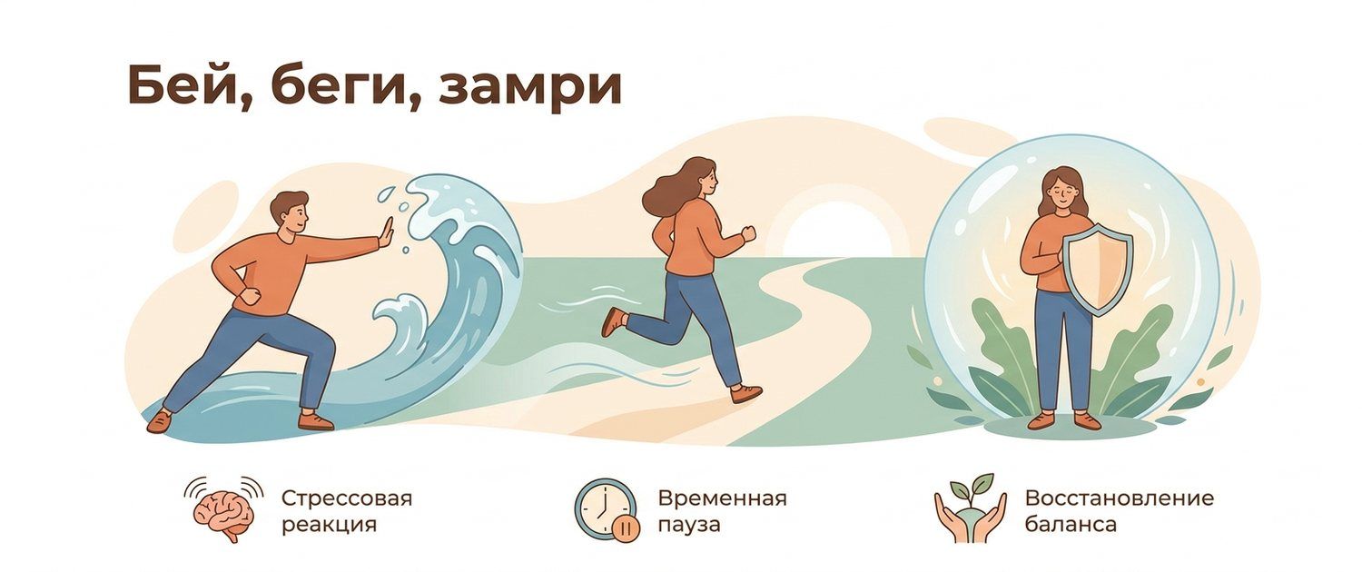 Бей, беги, замри: реакции на угрозу и почему их четыре