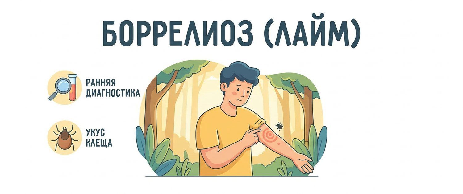 Боррелиоз (болезнь Лайма): симптомы, эритема, анализы