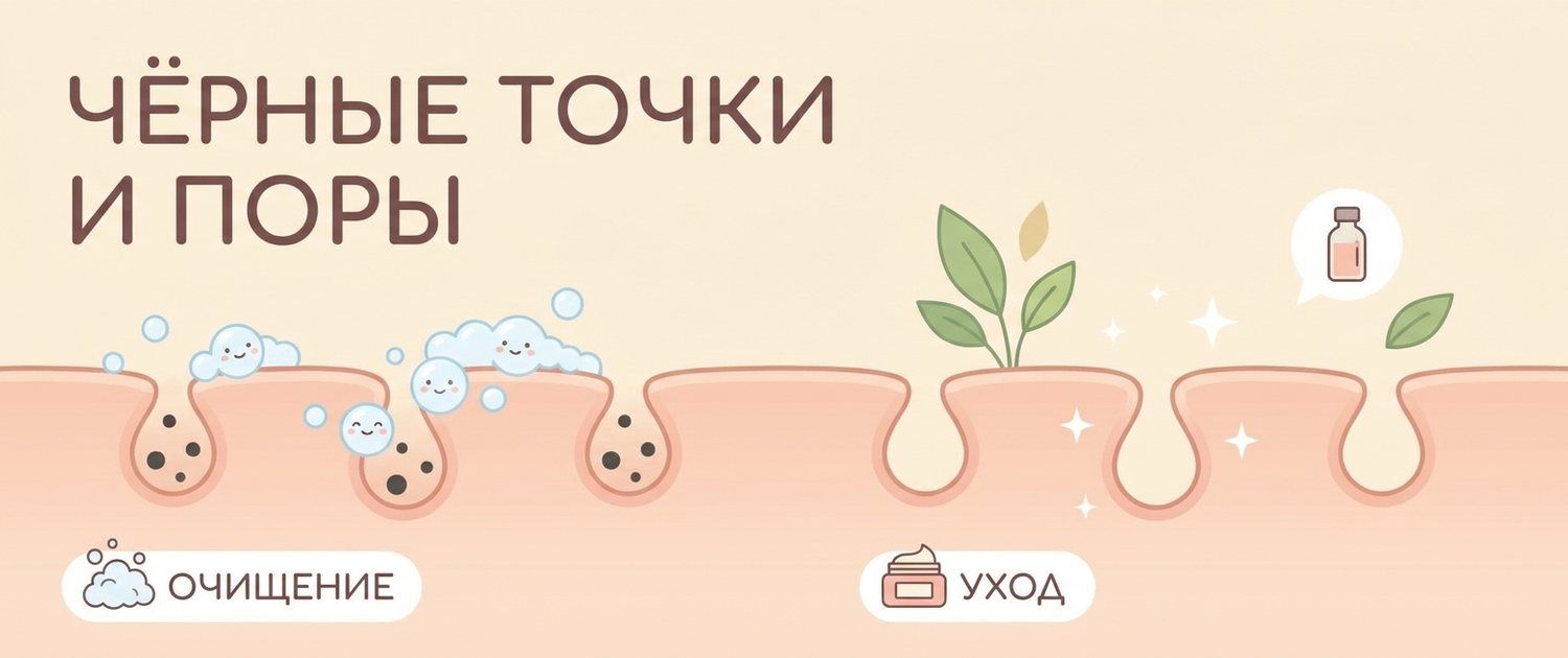 Чёрные точки и расширенные поры: причины и как убрать
