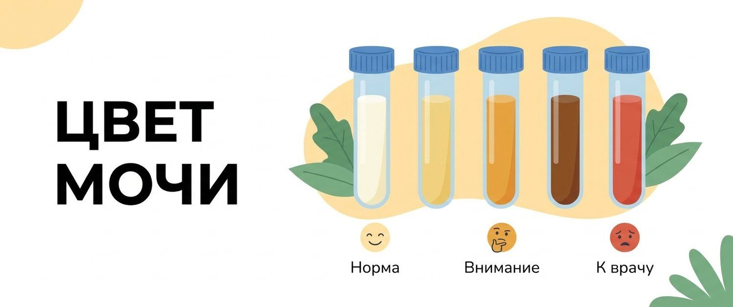 Цвет мочи: темная, красная и мутная моча — причины