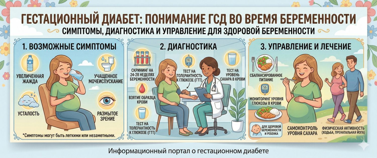Гестационный диабет: симптомы, диагностика и лечение при беременности