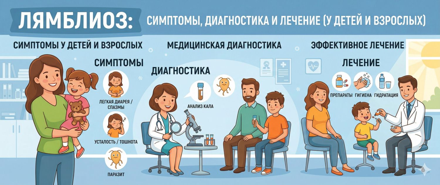 Лямблиоз: симптомы, диагностика и лечение у детей и взрослых
