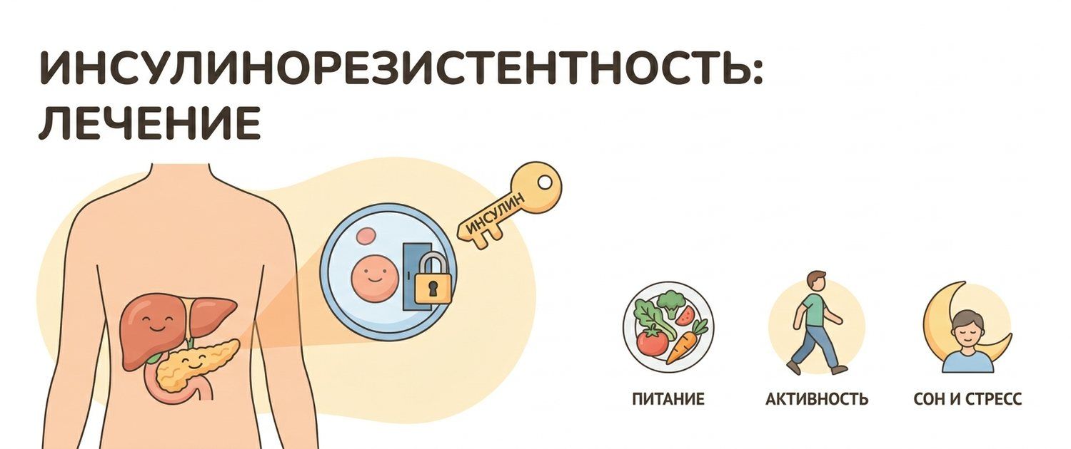 Как лечить инсулинорезистентность: питание, движение и что решает врач