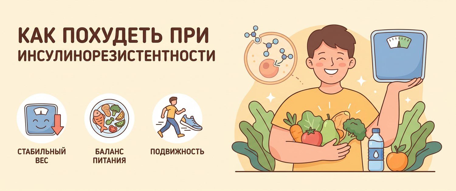 Как похудеть при инсулинорезистентности: питание, движение и анализы