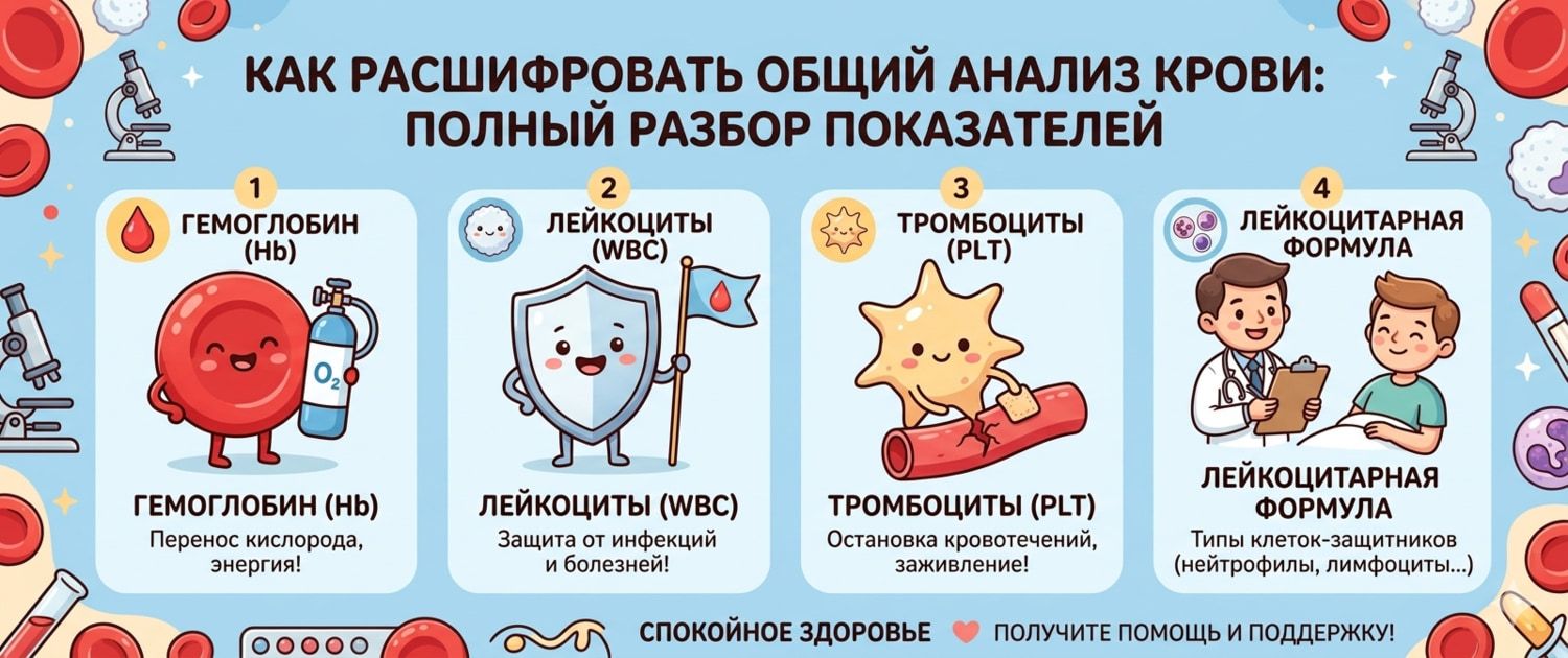 Расшифровка анализа крови: все показатели ОАК и что они значат