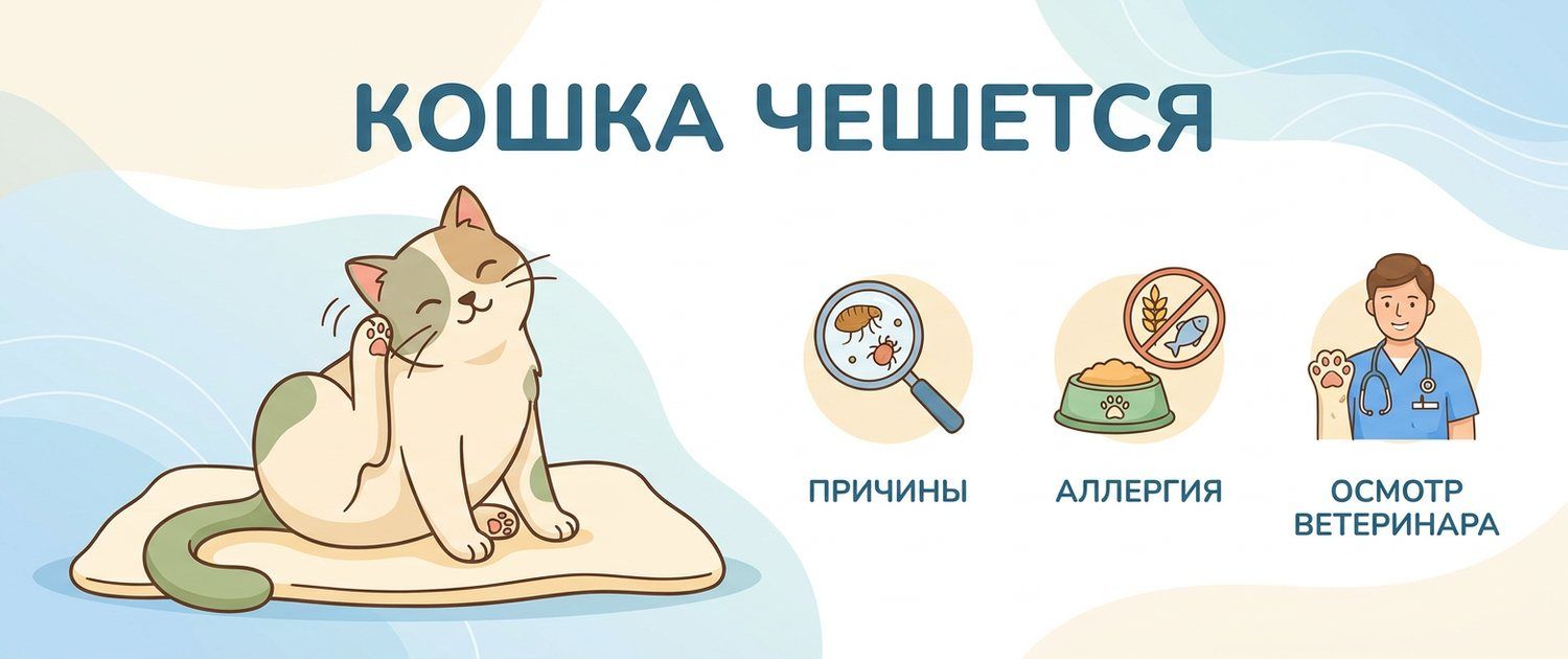 Кошка чешется, но блох нет: причины и когда к ветеринару