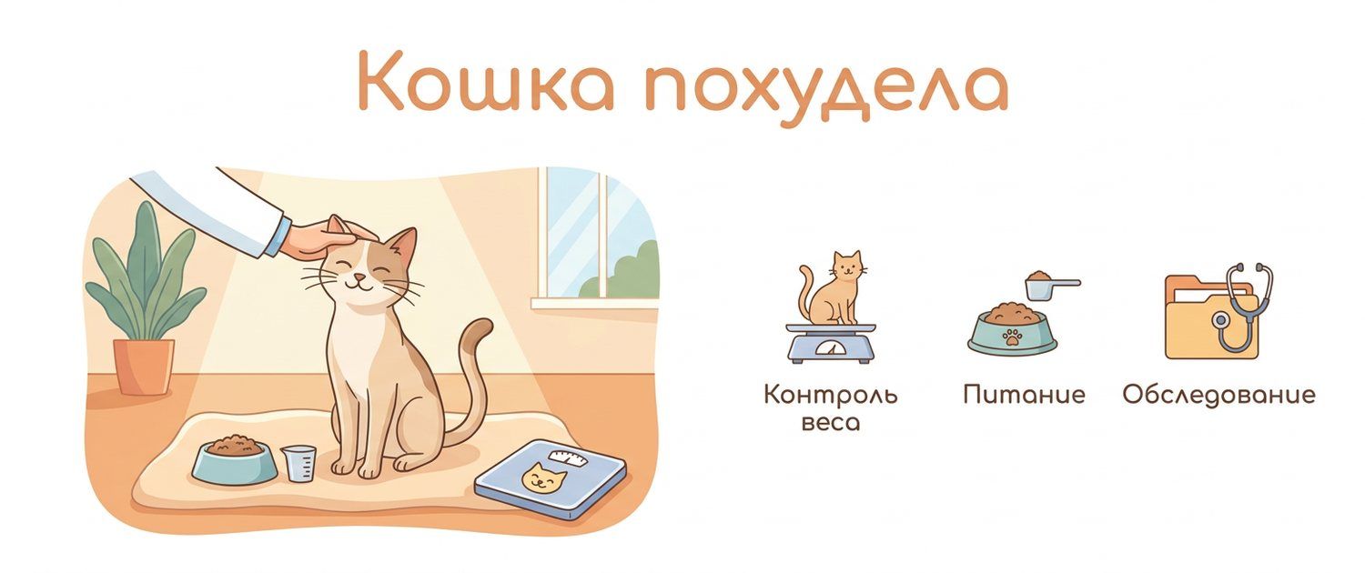 Кошка похудела, хотя ест как обычно: причины и анализы