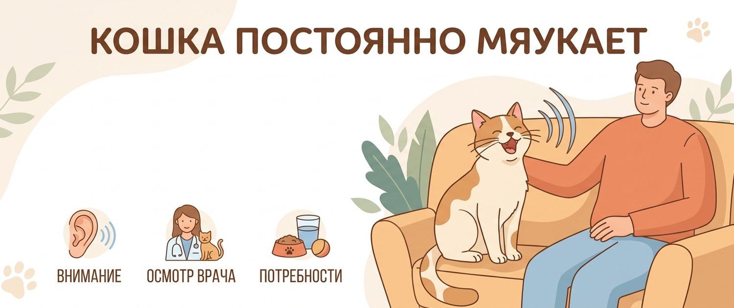 Кошка постоянно мяукает: поведение, боль или болезнь