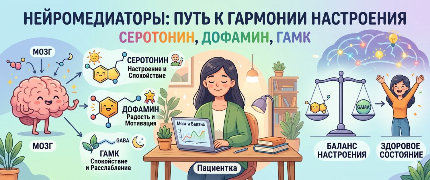 Нейромедиаторы: серотонин, дофамин, ГАМК и баланс настроения