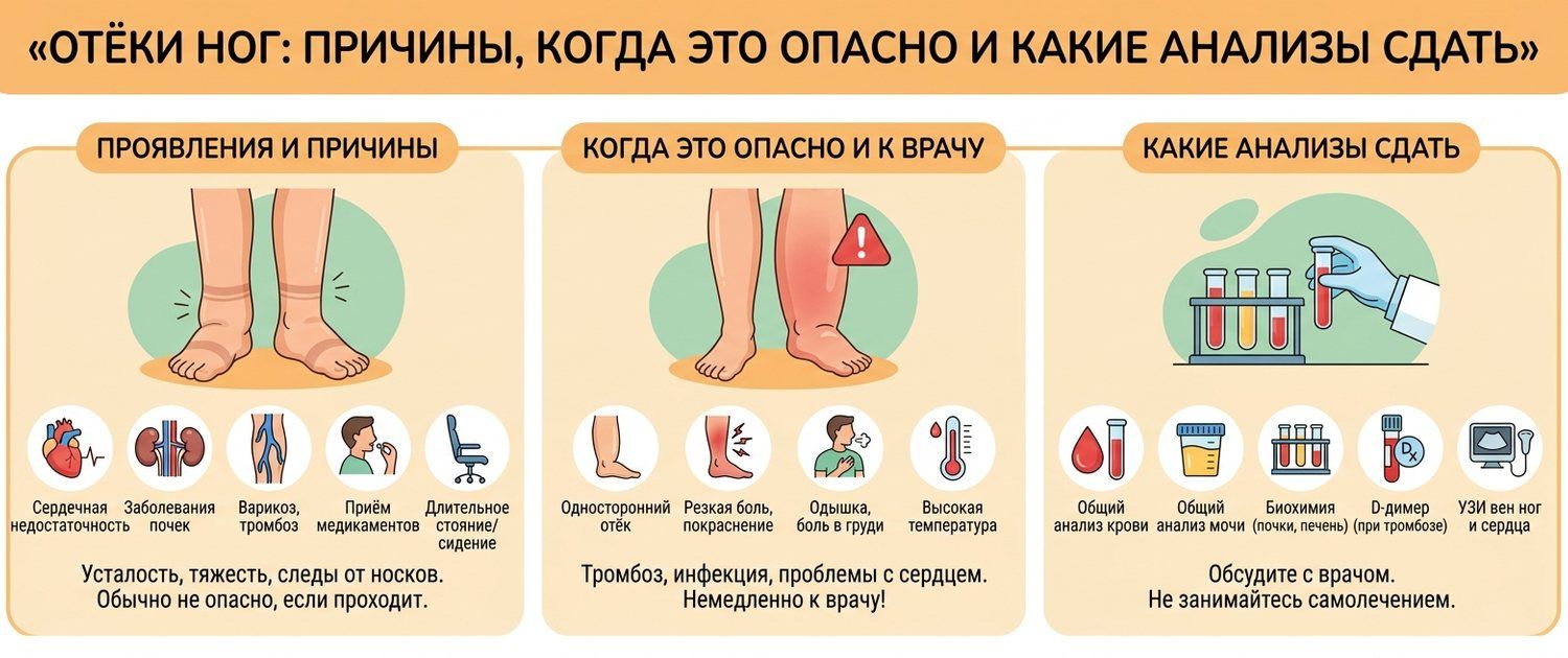Отёки ног: причины, когда это опасно и какие анализы сдать