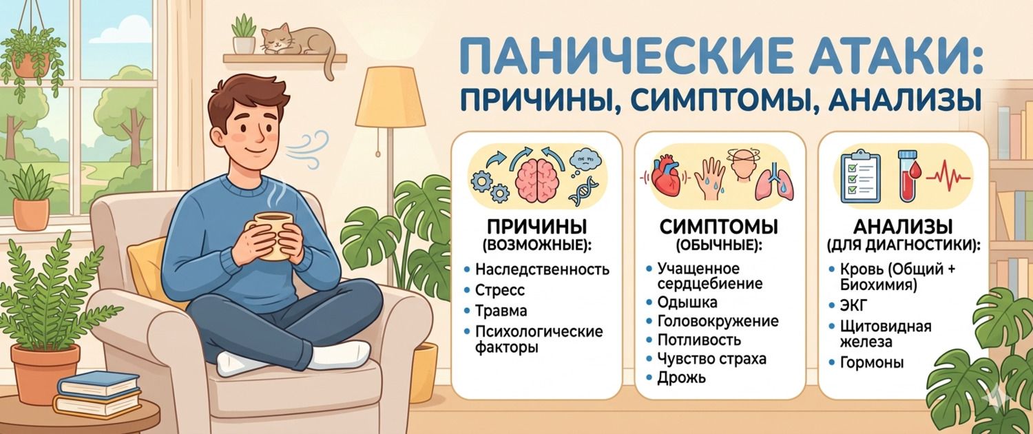 Панические атаки: причины, симптомы и какие анализы сдать