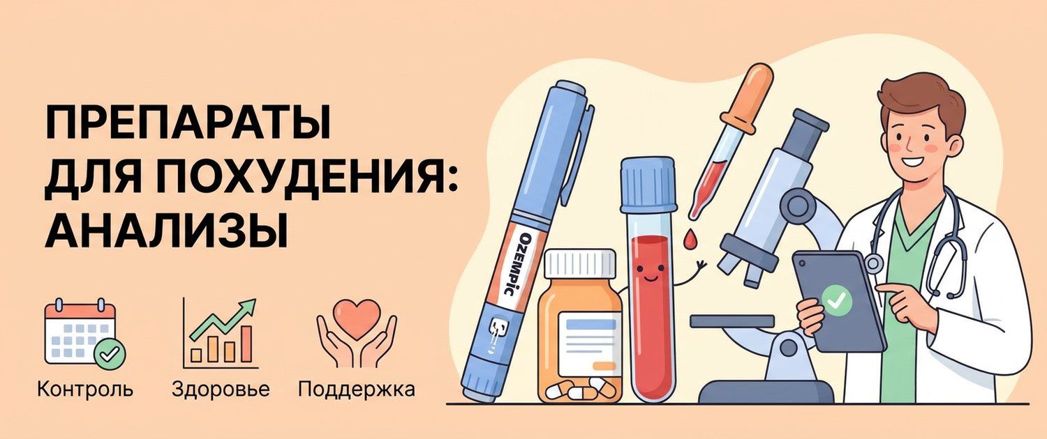 Препараты для похудения (Оземпик, семаглутид): риски и анализы