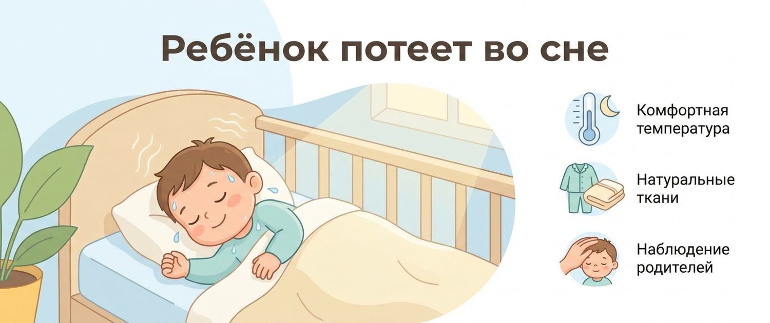 Ребёнок потеет во сне: когда это норма, а когда к врачу