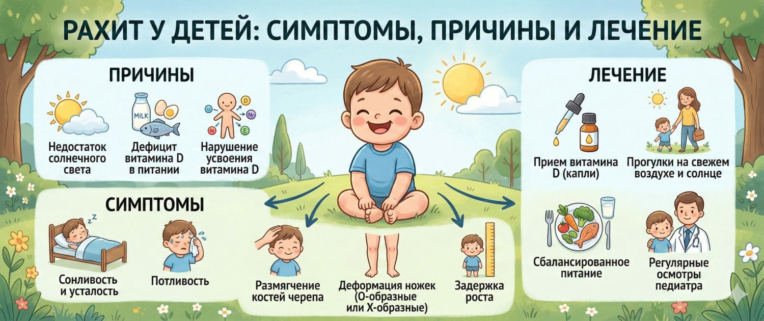 Рахит у детей: симптомы, причины, диагностика и лечение