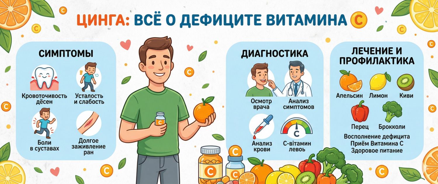 Цинга: симптомы дефицита витамина C, диагностика и лечение