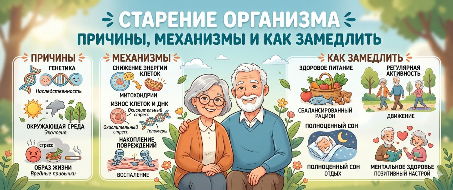 Старение организма: причины, механизмы и как замедлить