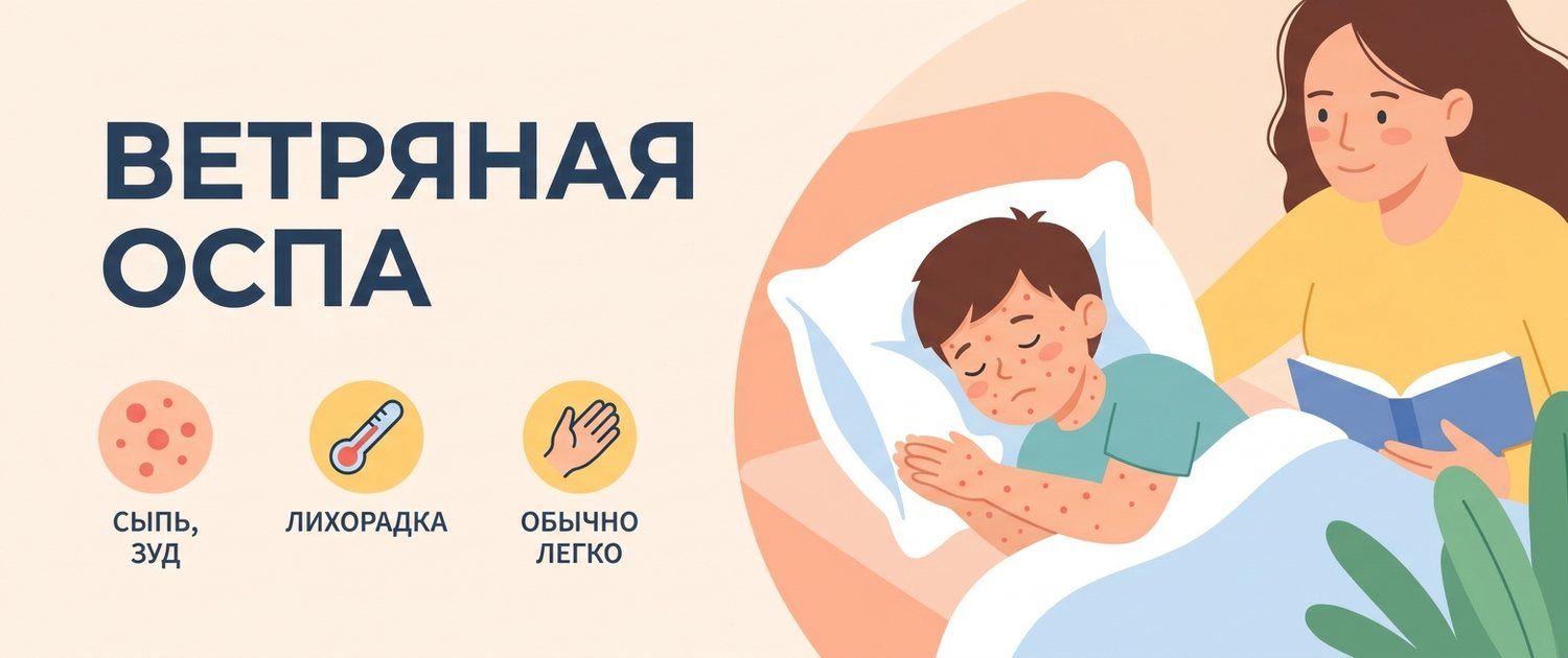 Ветряная оспа (ветрянка): симптомы, у взрослых и сколько заразна