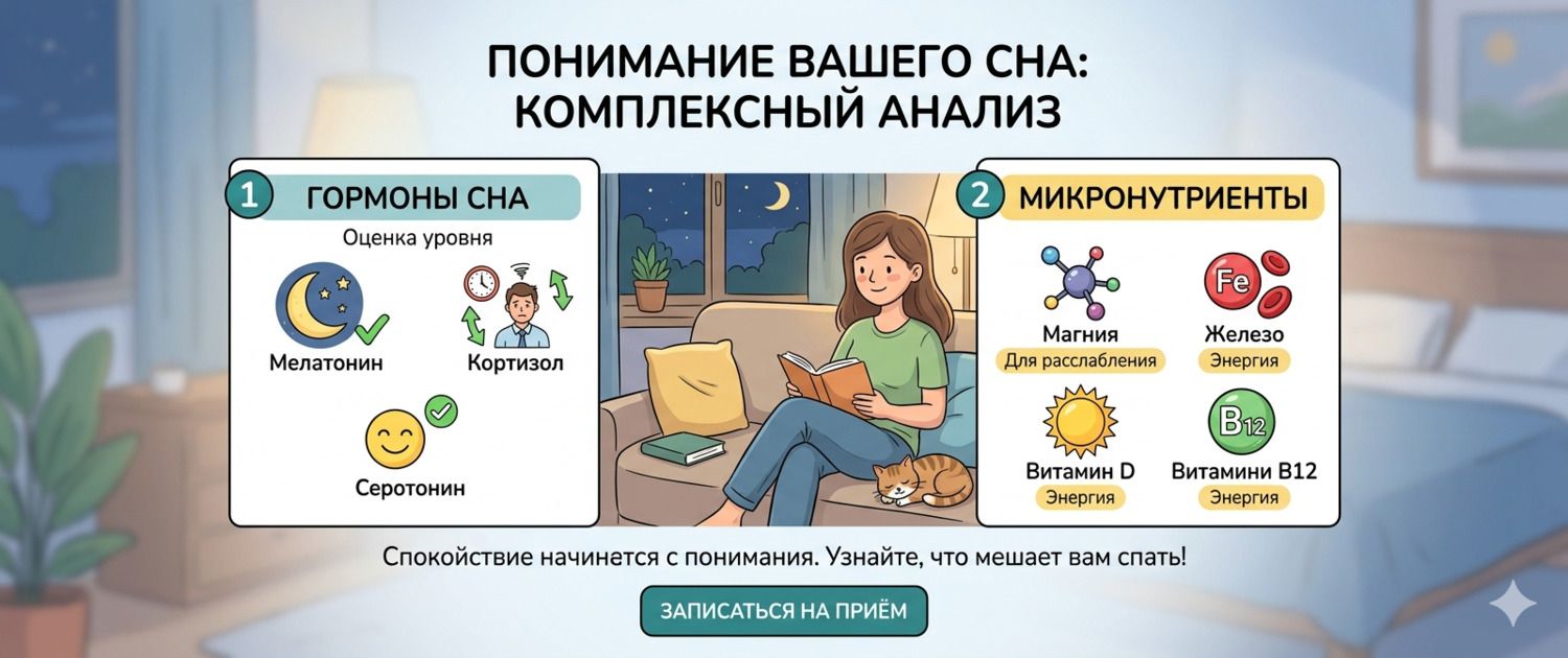 Анализы при бессоннице: панель гормонов сна и микронутриентов