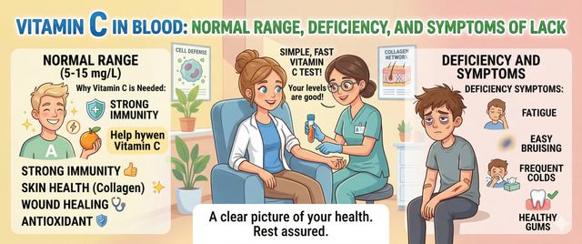 Vitamin C Blood Test: Normal Levels, Deficiency and Symptoms
