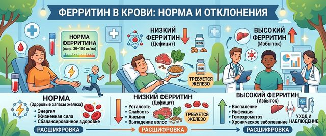 Ферритин: норма у женщин и мужчин, повышен и понижен