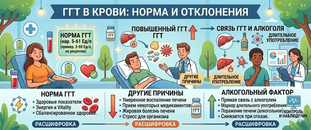 ГГТ (гамма-ГТ): норма, причины повышения и расшифровка