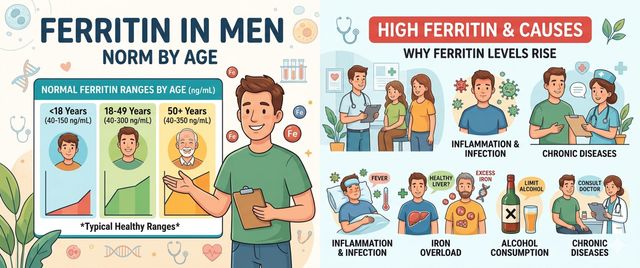 Ferritin in Men: Normal Levels by Age, High Ferritin and Causes