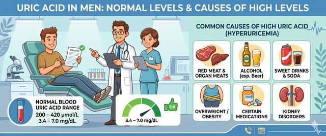 Uric Acid in Men: Normal Blood Levels, High Levels and Causes