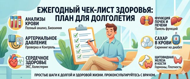 Анализы раз в год: ежегодный чеклист для долголетия