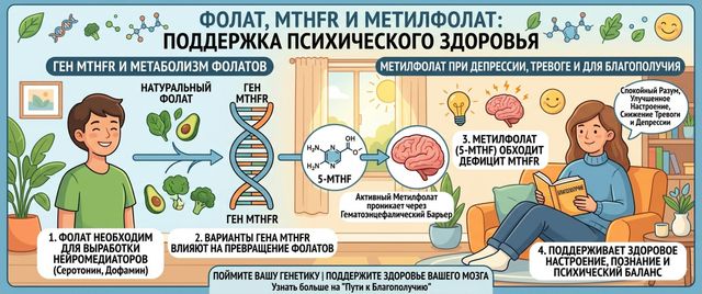Фолат и MTHFR: метилфолат при тревоге, депрессии и психике