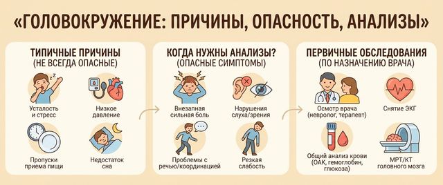 Головокружение: причины, когда это опасно и какие анализы сдать