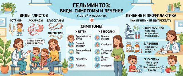 Гельминтоз: виды глистов, симптомы и лечение у детей и взрослых