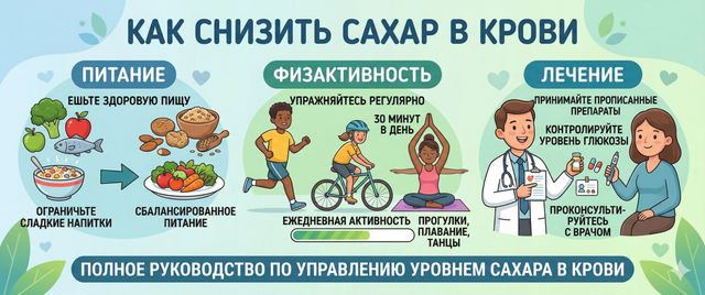 Как снизить сахар в крови: питание, физнагрузка и лечение