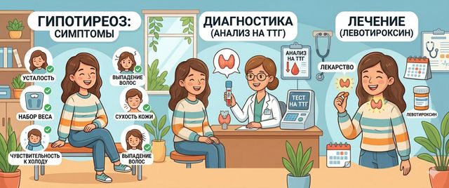 Гипотиреоз: симптомы, диагностика по ТТГ и лечение