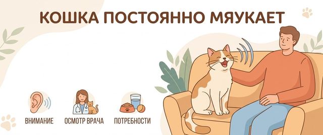 Кошка постоянно мяукает: поведение, боль или болезнь