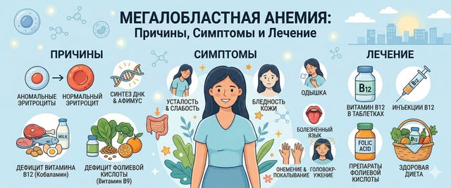 Мегалобластная анемия: причины, симптомы и лечение