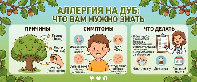 Аллергия на дуб: симптомы поллиноза, перекрёстные реакции и лечение