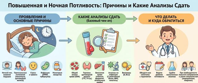 Повышенная и ночная потливость: причины и какие анализы сдать