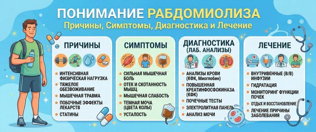 Рабдомиолиз: причины, симптомы, анализы крови и лечение