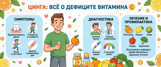 Цинга: симптомы дефицита витамина C, диагностика и лечение