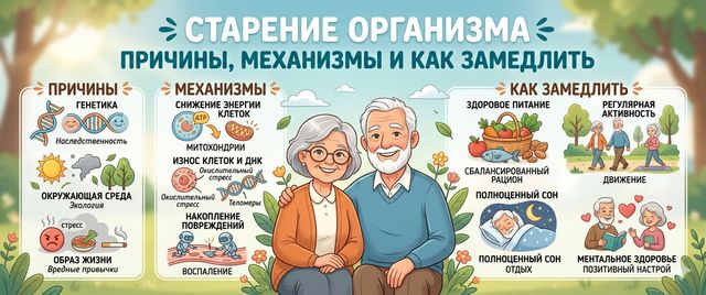 Старение организма: причины, механизмы и как замедлить