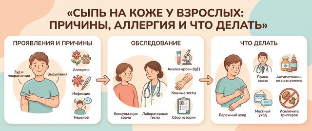Сыпь на коже у взрослых: причины, аллергия и что делать