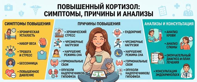 Повышенный кортизол: симптомы, причины повышения и анализы