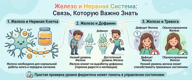 Железо и нервная система: ферритин, дофамин и тревога