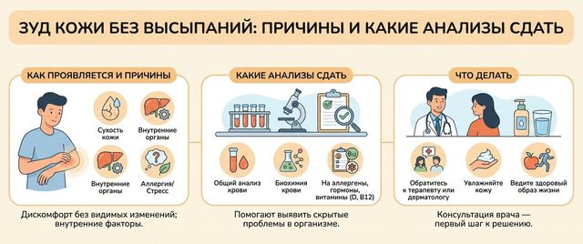 Зуд кожи без высыпаний: причины и какие анализы сдать